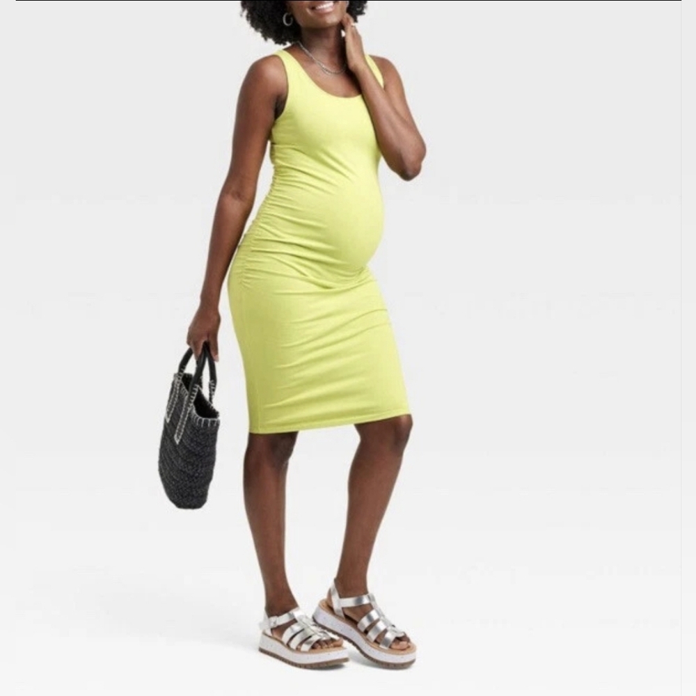 Isabel Maternity By Ingrid & Isabel Sleeveless Ruched Side Tank Dress Sz: M NWT